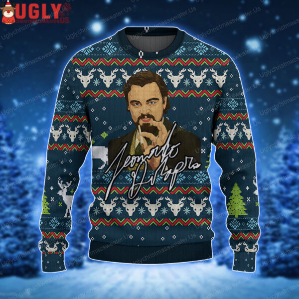 Leonardo DiCaprio Smoking Ugly Christmas Sweater