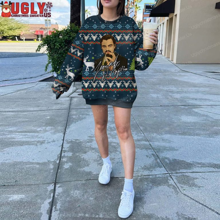 Leonardo DiCaprio Smoking Ugly Christmas Sweater