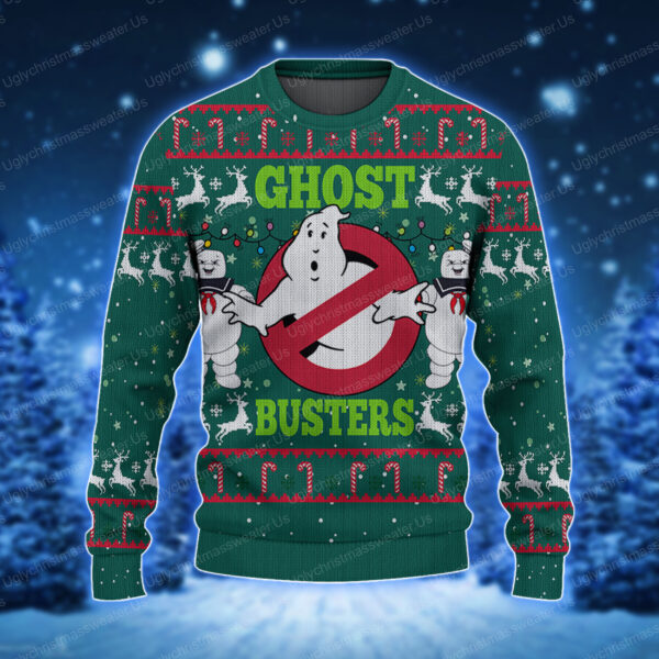 A Green Ugly Christmas Sweater With Ghostbusters On It 1 Uglychristmassweater.us 2023