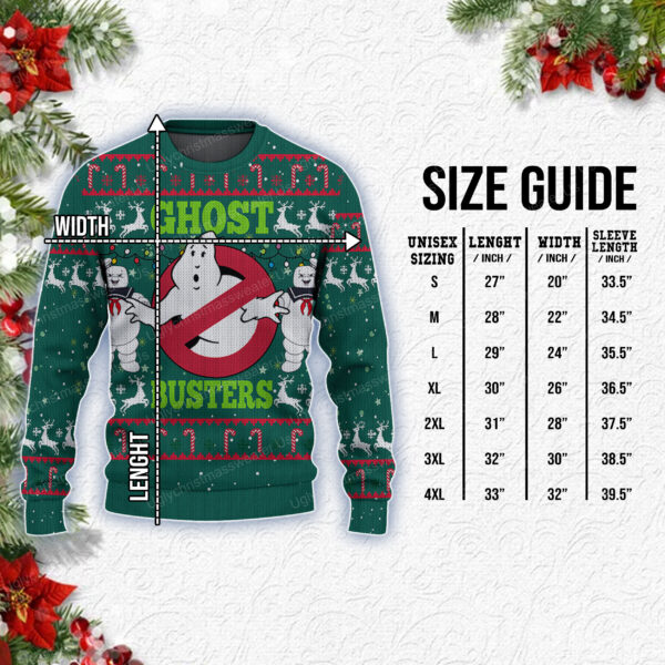 A Green Ugly Christmas Sweater With Ghostbusters On It
