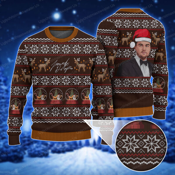 Leonardo DiCaprio Great Gatsby Wearing Santa Hat Funny Ugly Christmas Sweater