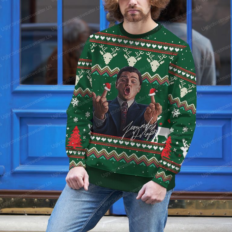 Leonardo DiCaprio Wolf Fuck You Ugly Christmas Sweater