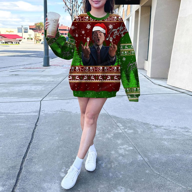 Leonardo DiCaprio Wolf Of Wallstreet Crimson Red And Deep Blue Ugly Christmas Sweater