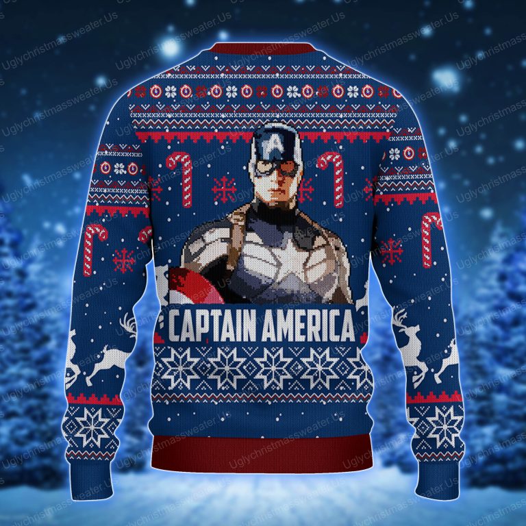 Blue Captain America Superhero Ugly Xmas Sweaters 2 Uglychristmassweater.us 2023