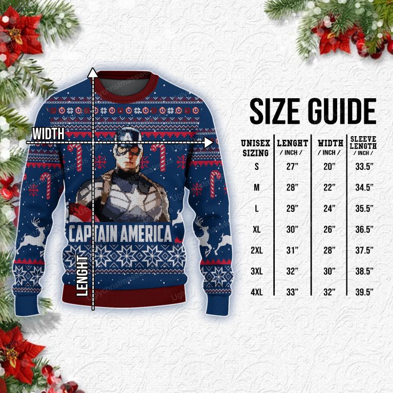 Blue Captain America Superhero Ugly Xmas Sweaters 7 Uglychristmassweater.us 2023