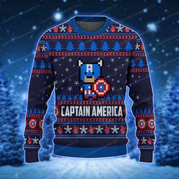 Captain America Lego Avengers Dark Purple Chirstmas Sweater 1 Uglychristmassweater.us 2023