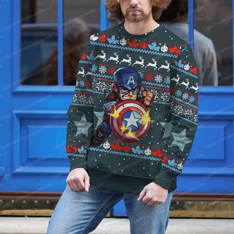 Cute Captain America Shield Marvel Avengers Christmas Sweater 3 Uglychristmassweater.us 2023