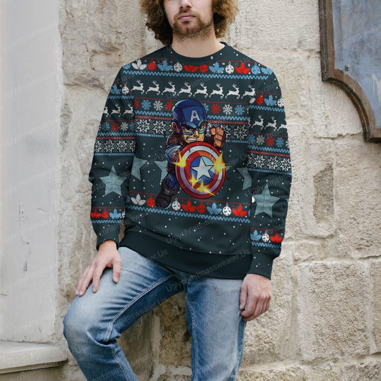 Cute Captain America Shield Marvel Avengers Christmas Sweater 4 Uglychristmassweater.us 2023