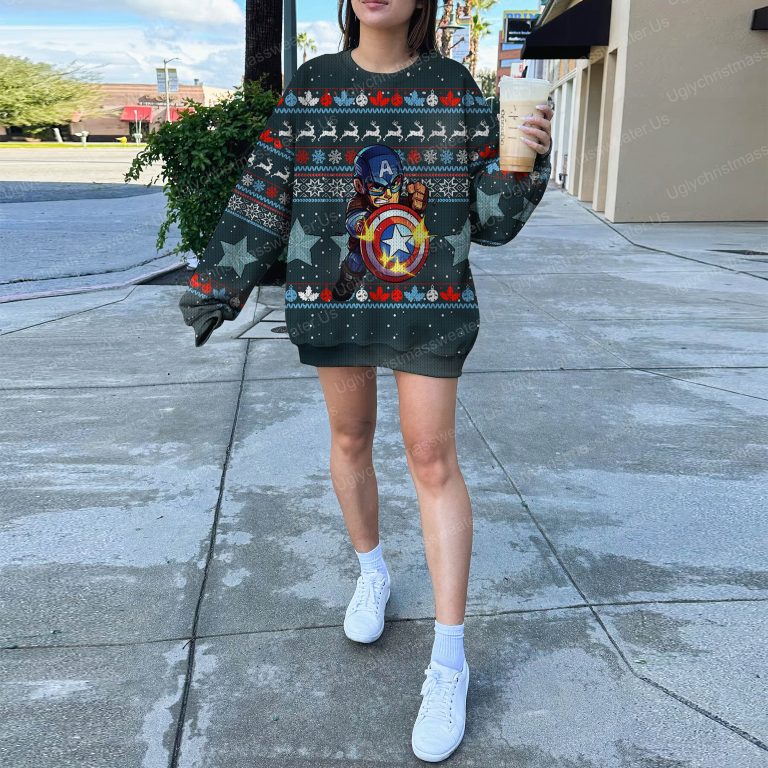 Cute Captain America Shield Marvel Avengers Christmas Sweater 5 Uglychristmassweater.us 2023