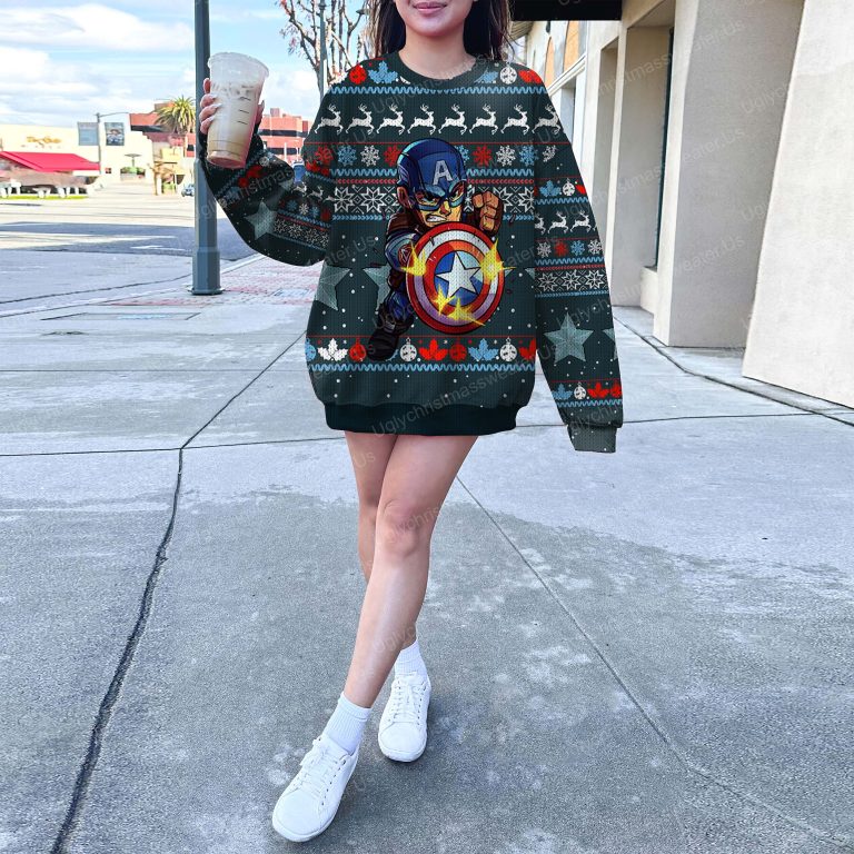 Cute Captain America Shield Marvel Avengers Christmas Sweater 6 Uglychristmassweater.us 2023