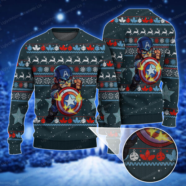 Cute Captain America Shield Marvel Avengers Christmas Sweater