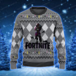 Fortnite Raven Logo Silver And White Color Ugly Holiday Sweater