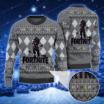 Fortnite Raven Logo Silver And White Color Ugly Holiday Sweater