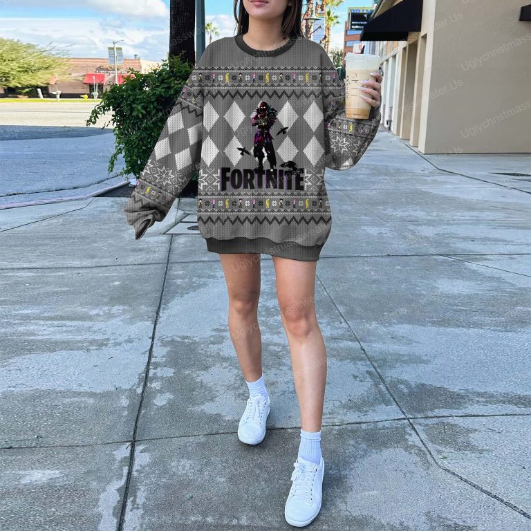 Fortnite Raven Logo Silver And White Color Ugly Holiday Sweater 5 Uglychristmassweater.us 2023