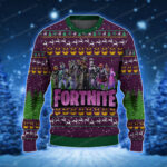 Fortnite Season 6 Logo Pattern Purple Bold Color Ugly Christmas Sweater