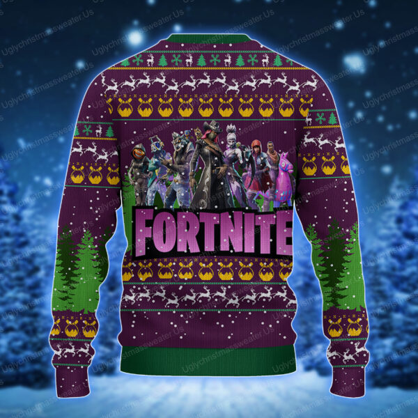 Fortnite Season 6 Logo Pattern Purple Bold Color Ugly Christmas Sweater
