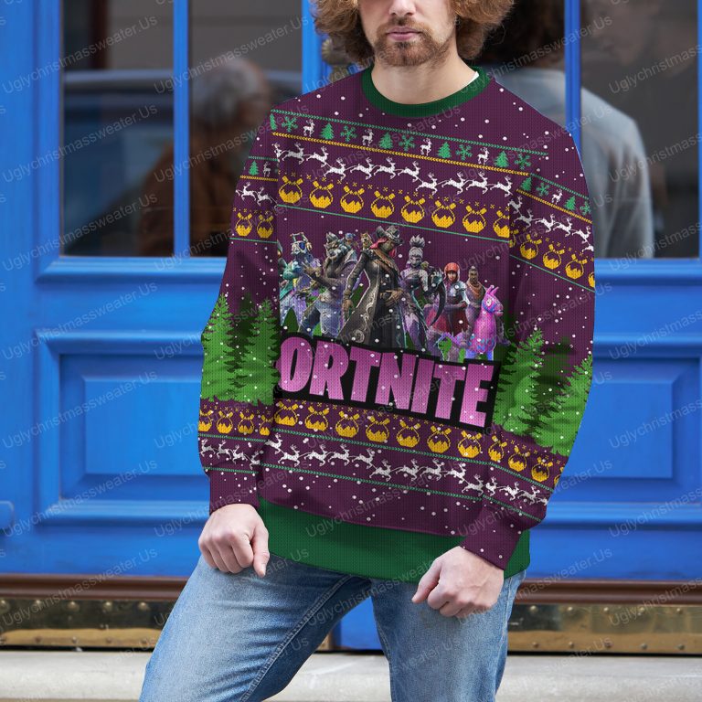 Fortnite Season 6 Logo Pattern Purple Bold Color Ugly Christmas Sweater 3 Uglychristmassweater.us 2023