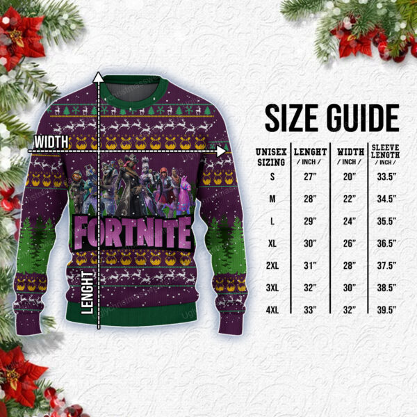 Fortnite Season 6 Logo Pattern Purple Bold Color Ugly Christmas Sweater