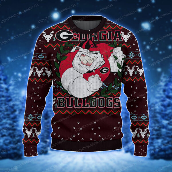 Funny Georgia Bulldogs Laurel Wreath Ugly Sweater Classic Black And Red 1 Uglychristmassweater.us 2023