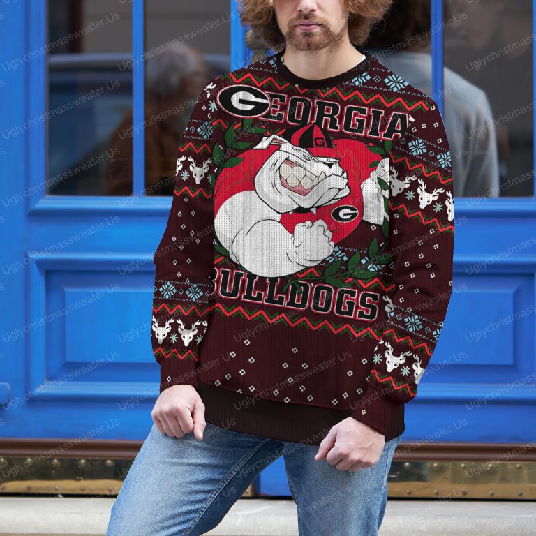 Funny Georgia Bulldogs Laurel Wreath Ugly Sweater Classic Black And Red 3 Uglychristmassweater.us 2023