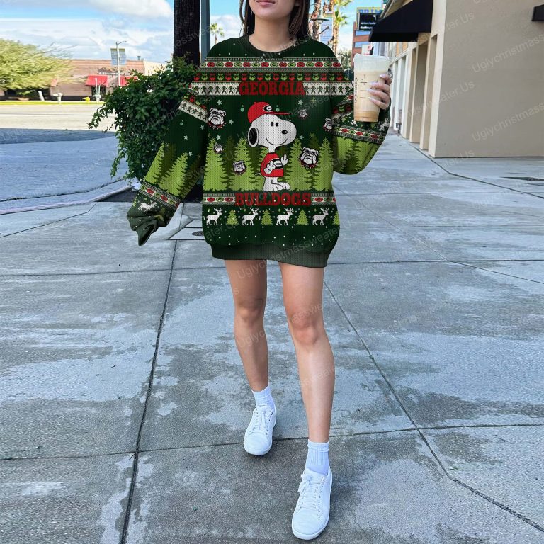 Georgia Bulldogs And Snoopy Ugly Sweater Black And Vibrant Green 5 Uglychristmassweater.us 2023