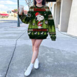 Georgia Bulldogs And Snoopy Ugly Sweater Black And Vibrant Green