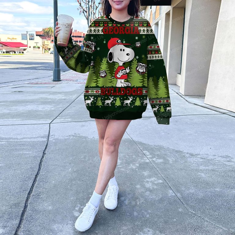 Georgia Bulldogs And Snoopy Ugly Sweater Black And Vibrant Green 6 Uglychristmassweater.us 2023