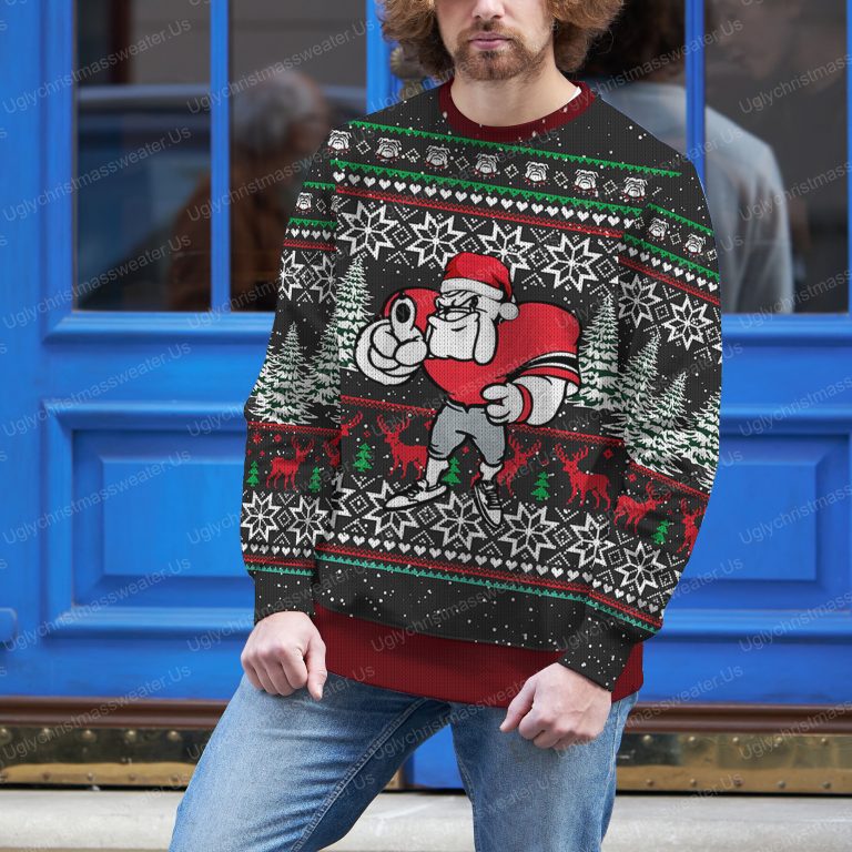 Georgia Bulldogs Football Santa Claus Style Ugly Christmas Sweater Classic Black And Red 3 Uglychristmassweater.us 2023