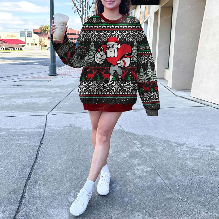 Georgia Bulldogs Football Santa Claus Style Ugly Christmas Sweater Classic Black And Red 6 Uglychristmassweater.us 2023
