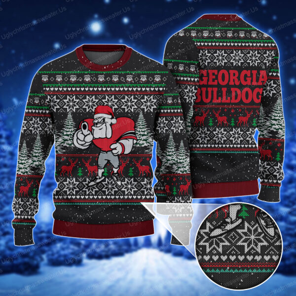 Georgia Bulldogs Football Santa Claus Style Ugly Christmas Sweater Classic Black And Red