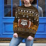 Georgia Bulldogs Logo With Super Bowl Ugly Sweater Brown And Bold Yellow 3 Uglychristmassweater.us 2023