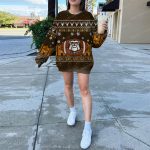 Georgia Bulldogs Logo With Super Bowl Ugly Sweater Brown And Bold Yellow 5 Uglychristmassweater.us 2023