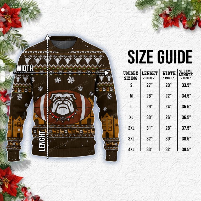 Georgia Bulldogs Logo With Super Bowl Ugly Sweater Brown And Bold Yellow 7 Uglychristmassweater.us 2023