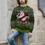 Ghostbusters Dark Green Spooky Style Ugly Christmas Sweater