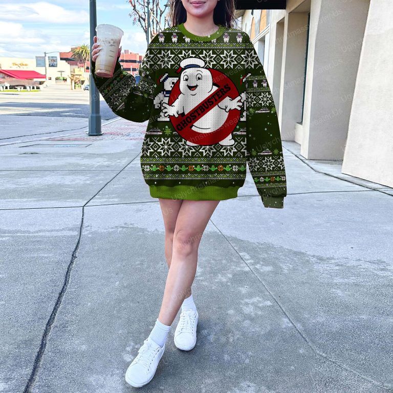 Ghostbusters Dark Green Spooky Style Ugly Christmas Sweater 6 Uglychristmassweater.us 2023