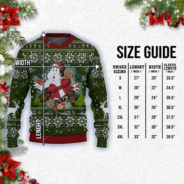 Ghostbusters Gift Box Style Dark Green And Crimson Red Ugly Christmas Sweater 7 Uglychristmassweater.us 2023