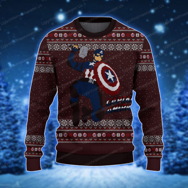 Marvel Legends Captain America Chirstmas Sweater 1 Uglychristmassweater.us 2023