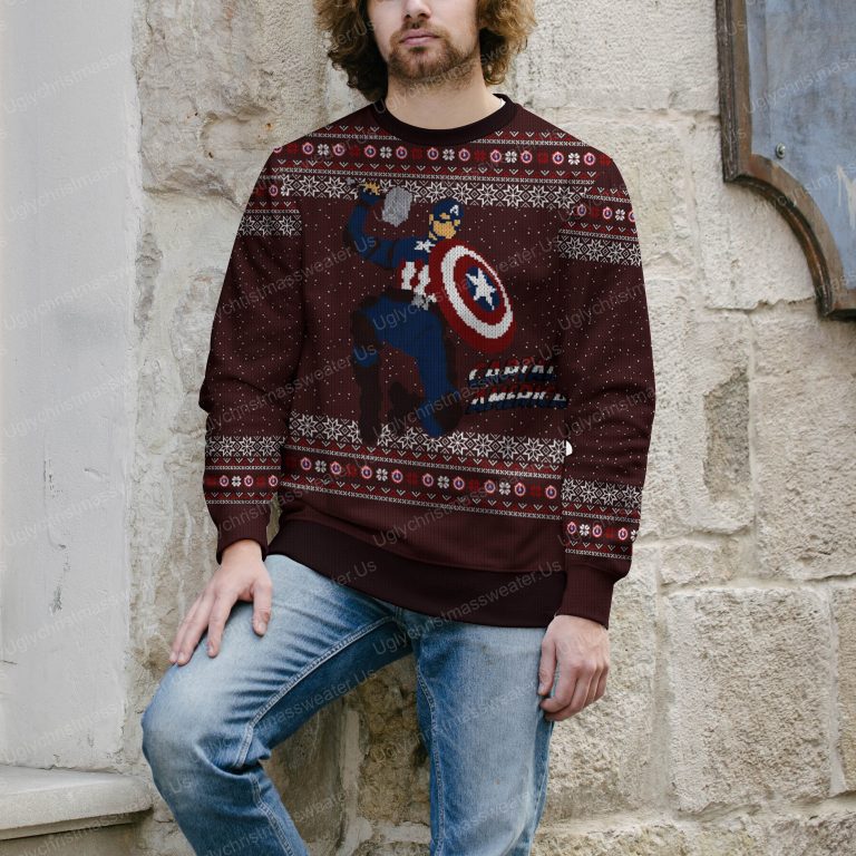Marvel Legends Captain America Chirstmas Sweater 4 Uglychristmassweater.us 2023