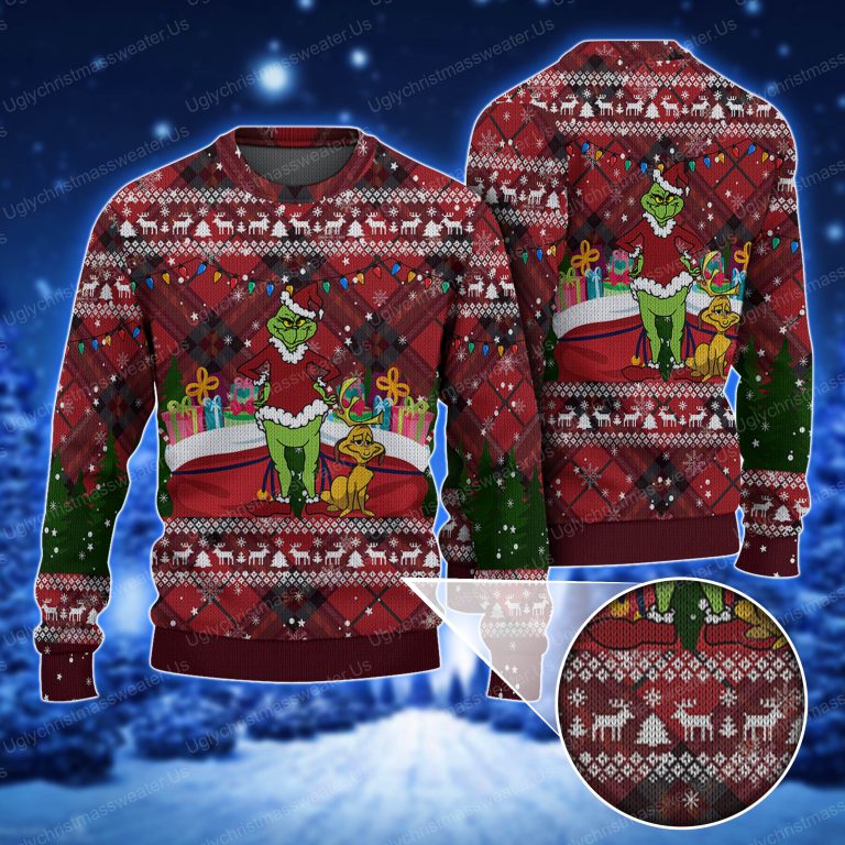 The Drinch And Max Dog Christmas Sweater Red Uglychristmassweater.us 2023
