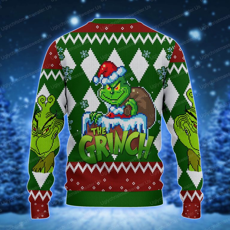 The Grinch With Santa Hat Christmas Sweater 2 Uglychristmassweater.us 2023