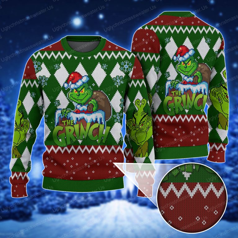 The Grinch With Santa Hat Christmas Sweater Uglychristmassweater.us 2023
