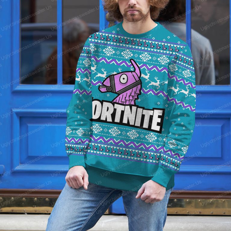 Unicorn And Fortnite Logo Ugly Xmas Sweater 3 Uglychristmassweater.us 2023