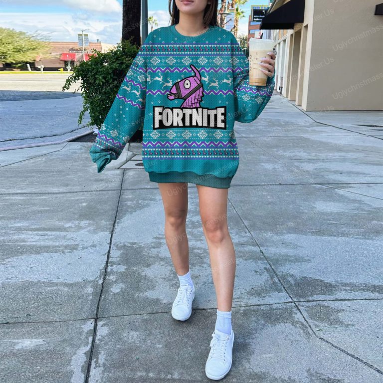 Unicorn And Fortnite Logo Ugly Xmas Sweater 5 Uglychristmassweater.us 2023