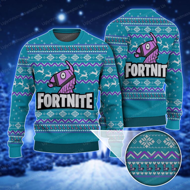 Unicorn And Fortnite Logo Ugly Xmas Sweater Uglychristmassweater.us 2023