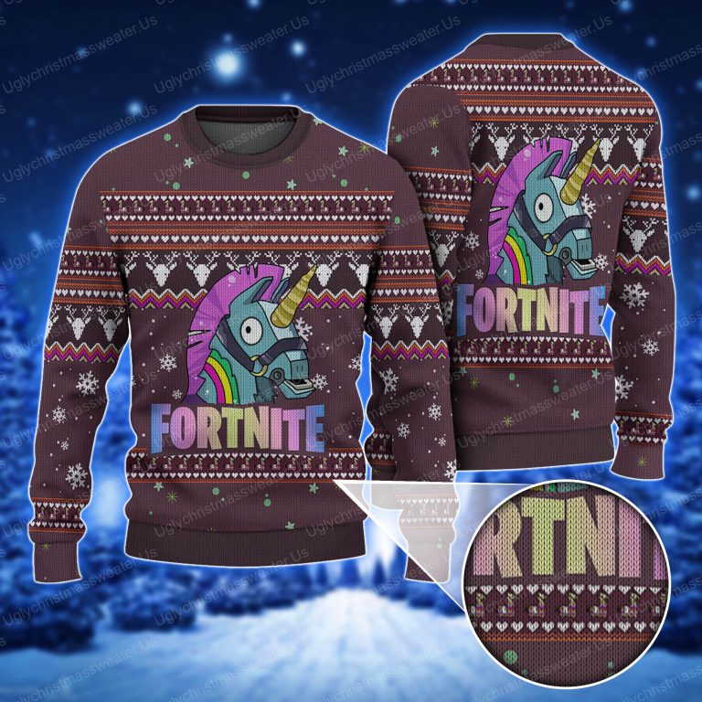 Unicorn Fortnite Clothes Ugly Christmas Sweater Uglychristmassweater.us 2023