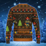 Fire Fighters Brown And Orange Color Ugly Xmas Sweater