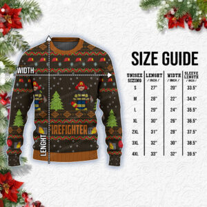 Fire Fighters Brown And Orange Color Ugly Xmas Sweater