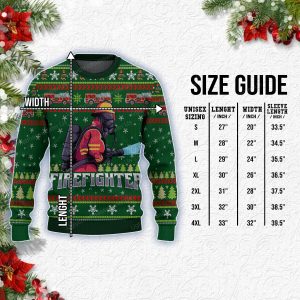 Firefighter Mascot Logo Vector Christmas Sweater Green And Red