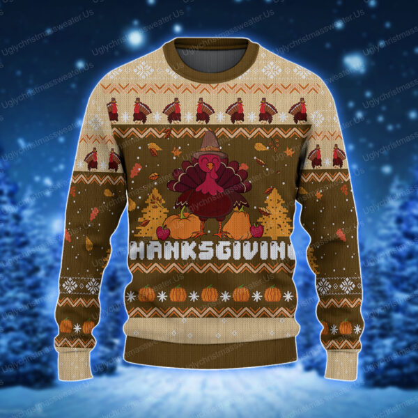 Happy Thanksgiving Rooster Funny Turkey Ugly Sweater 1 - Uglychristmassweater.us
