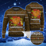 Merry Thanksgiving Pumpkin Ugly Holiday Sweater Brown